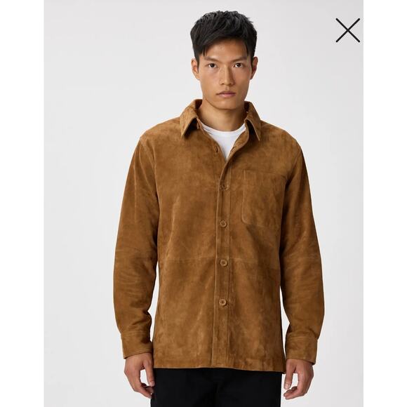 Quince Suede Overshirt Chestnut Brown Size L NWT - Picture 1 of 7